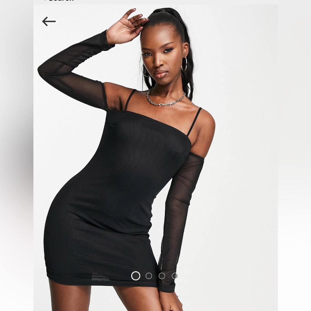 Strappy Mini Dress with Sheer Black Sleeves